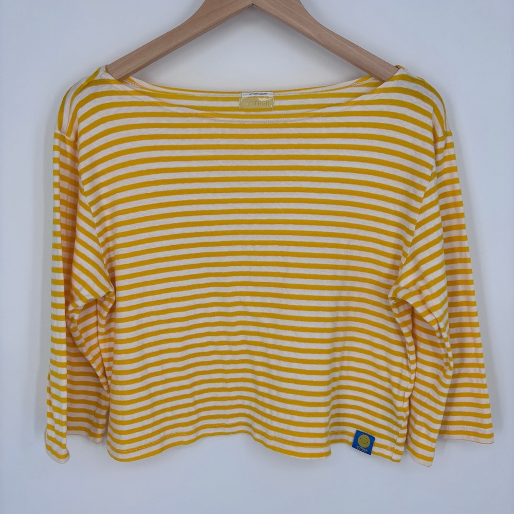 MOTHER The Skipper Bell Top Women Size M Natural and Freesia Striped Nautical